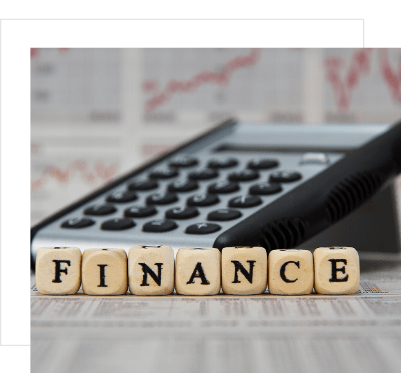 Finance blocks with calculator background